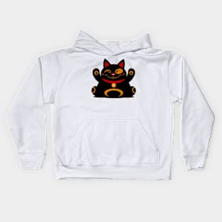 Black Lucky Cat Kids Hoodie